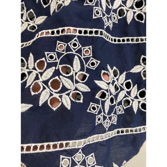 Chico’s Floral Embroidered Eyelet Tunic Top Womens Sz L Pullover Balloon Sleeves - Picture 7 of 13